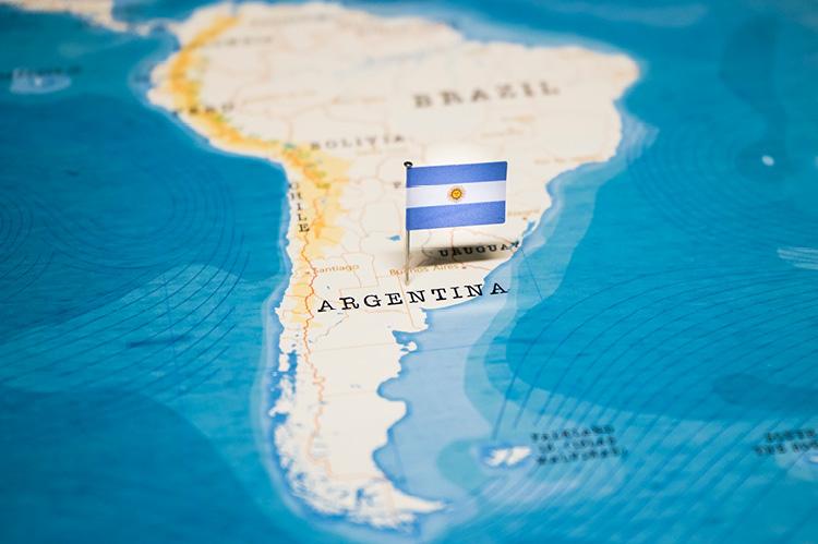 Argentina on the map (© Shutterstock/hyotographics)