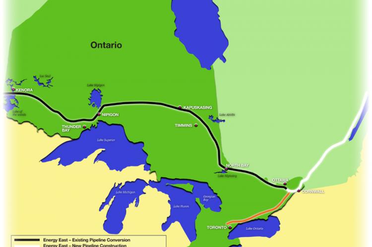 Ontario portion of the Energy East pipeline (© 2015 Ontario Energy Board)