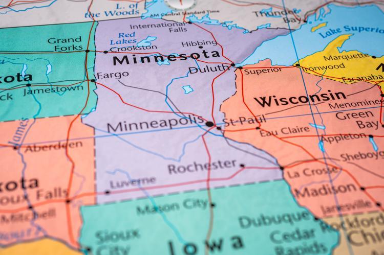 Minnesota on the map (copyright by Shutterstock/Alexander Lukatskiy)