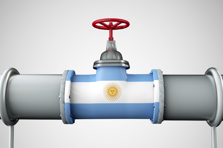 Rendering of a pipeline with the Argentinian flag (© Shutterstock/Ink Drop)
