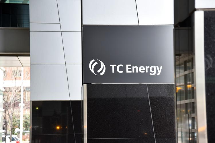 TC Energy logo at the head office in Calgary, Canada (copyright by Shutterstock/Brett Holmes)