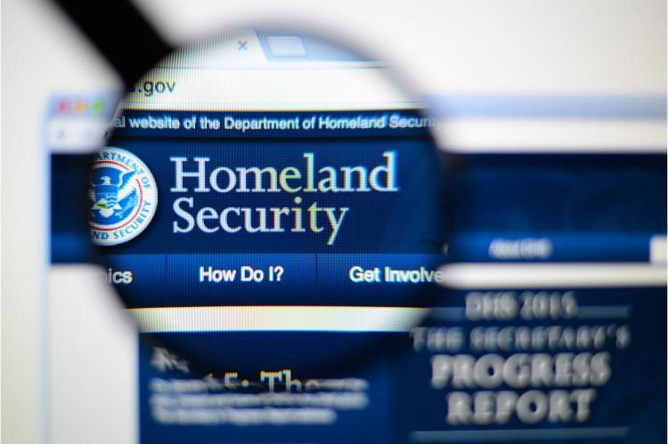 The Department of Homeland Security page on a monitor screen (copyright by Shutterstock/Gil C)