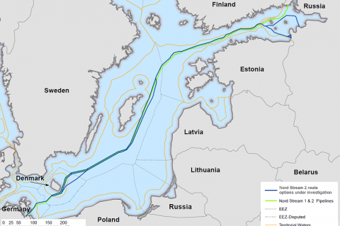 Possible routes for Nord Stream 2 (© 2015 Nord Stream 2 )