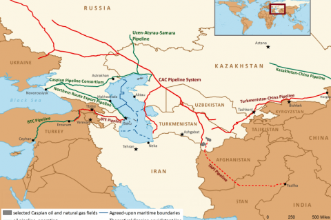 Major Caspian Oil and Gas export routes (© 2015 EIA)