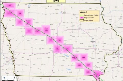 Dakota Access Pipeline Project Iowa Map (© 2015 Energy Transfer Partners, L.P.)