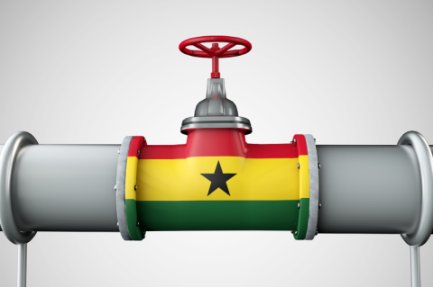 Flag of Ghana on a pipeline (© Shutterstock/Ink Drop)