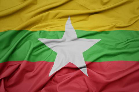 Flag of Myanmar (copyright by Shutterstock/esfera)