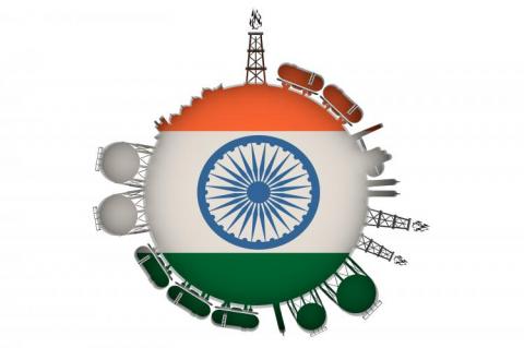 LNG circle with the flag of India (copyright by Adobe Stock/JEGAS RA)