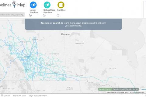  New Interactive Digital Map Provides Current Information on Canada's Vast Oil and Gas Pipeline Network (© 2015 CEPA, Screenshot)