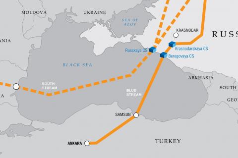 Blue Stream gas pipeline and layout of South Stream gas pipeline (© 2015 Gazprom)