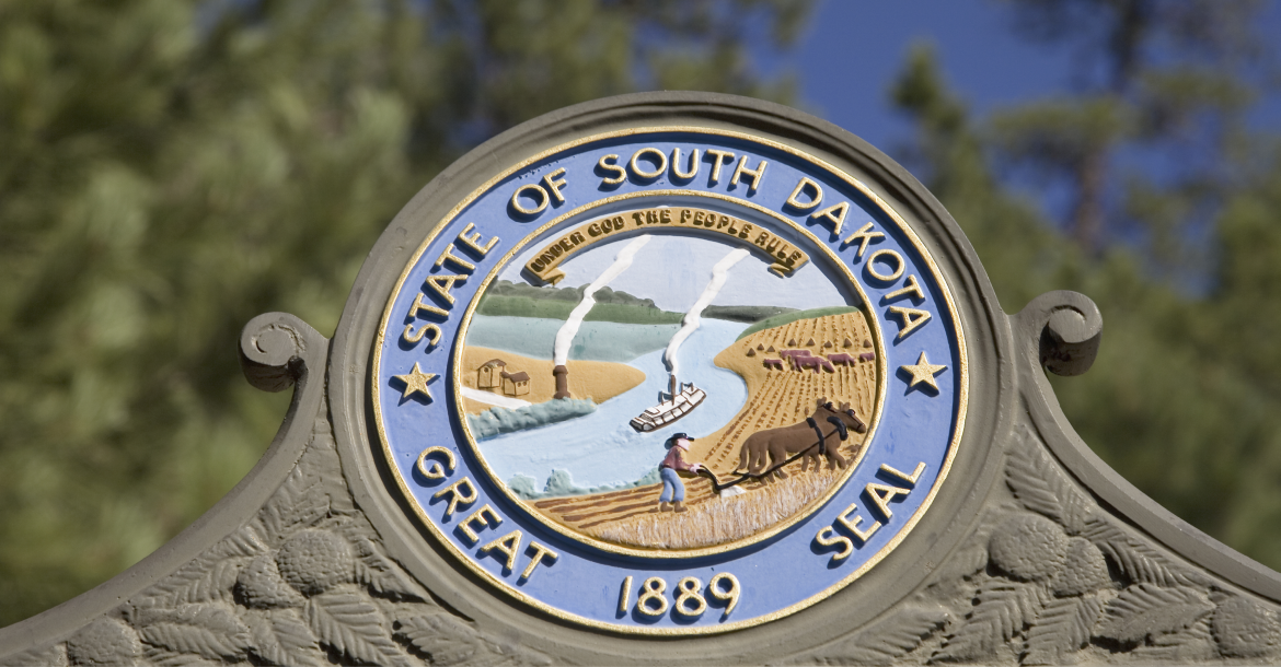 State Seal of the State of South Dakota, in the Black Hills, near Mount Rushmore National Memorial (© Shutterstock/Joseph Sohm)