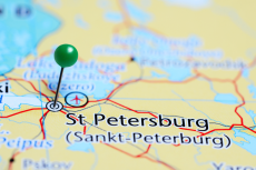 St Petersburg pinned on a map of Russia (© Shutterstock/Dmitrijs Kaminskis)